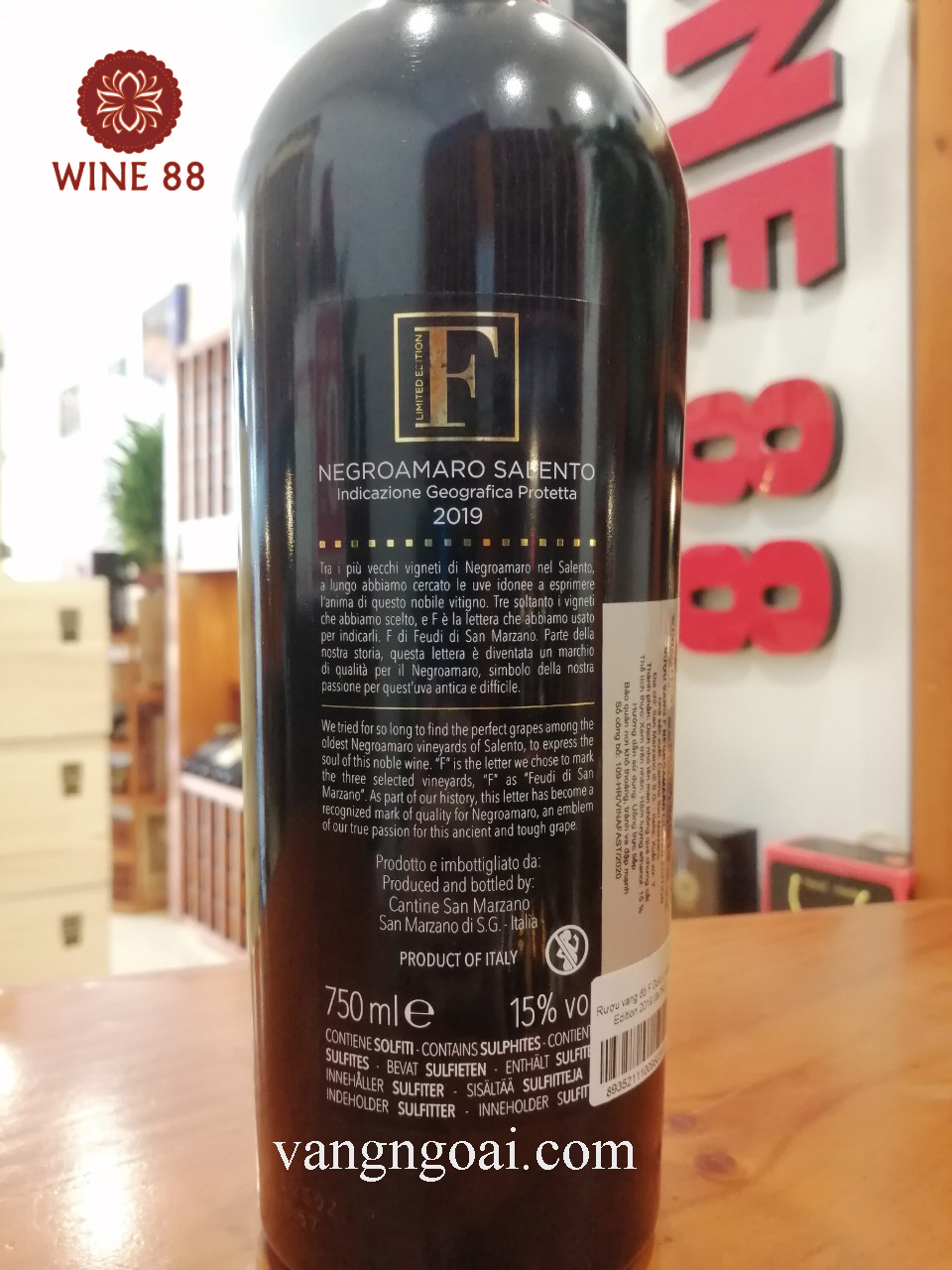 Rượu Vang Ý F Gold Limited Edition - Chai Rượu Vang Đặc Biệt Từ Nhà Làm Vang San Mazano