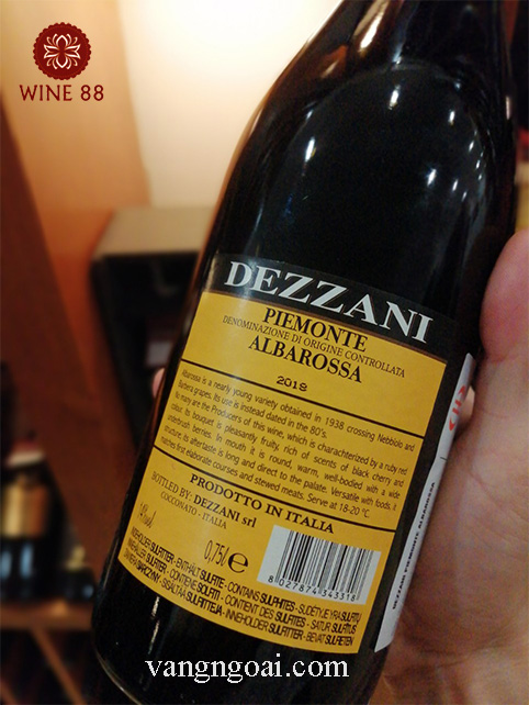 Rượu Vang Ý Dezzani Albarossa DOC Cao Cấp Vùng Piemonte